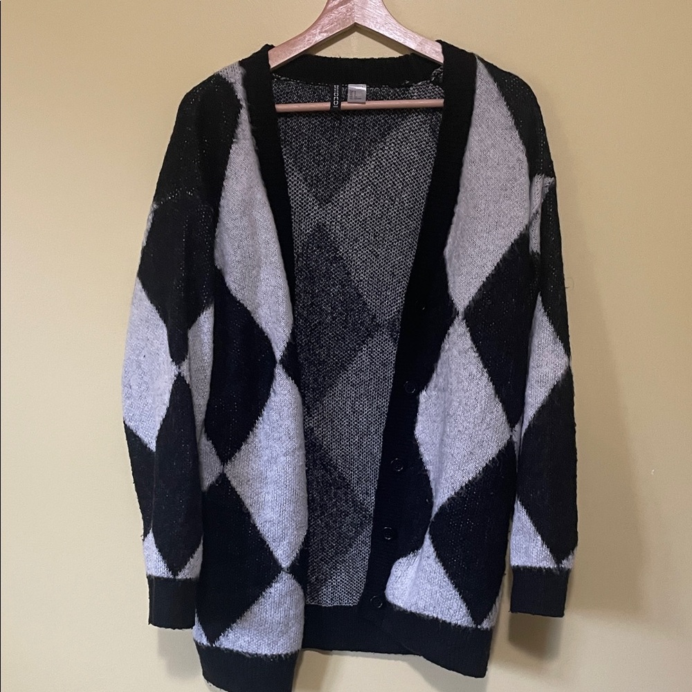 H&M Black and White Diamond Cardigan